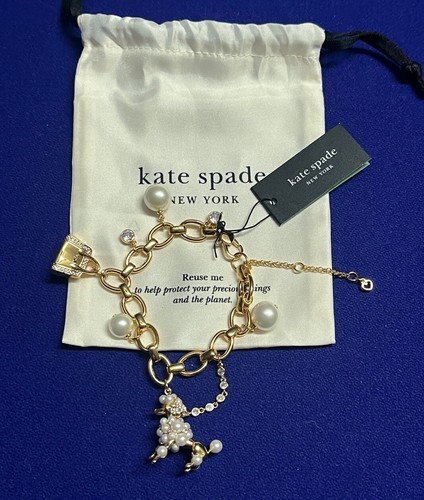 Bracciale Ciondolo Kate Spade New York Barboncini e Poms NUOVO