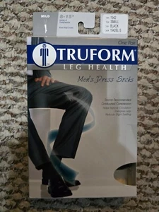 TRUFORM Leg Health Men's Knee High Dress Socks 8-15 mmHg Small Black - Picture 1 of 2