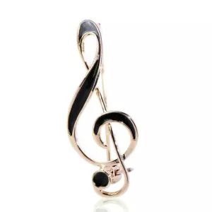 Spille note musicali oro smalto nero spille da bavero concerto gioielli alla moda regalo - Foto 1 di 14