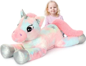 Giant Rainbow Cuddly Unicorn Plush Toy for Girls, Large Stuffed Unicorn Plushie - Picture 1 of 12