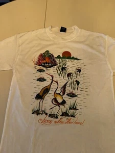 T-shirt Chiang Mai Thailandia scena fiume dipinta a mano cotone bianco taglia XL - Foto 1 di 11