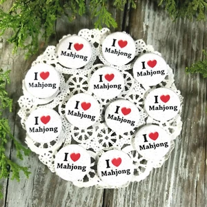 10 Mahjong Pins 1 1/4" Pinback Buttons * Party Favor Gift USA Mah Jong New Pkg'd - Picture 1 of 5