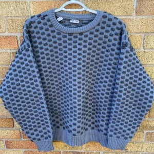 Vintage 90s Armani Alpaca Wool 3D Knit Sweater Large Gray - Picture 1 of 16