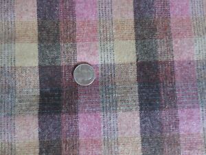 3421.  PINK BROWN CAMEL PLAID Wool or Wool Blend FABRIC  - 61-1/2" x 2-1/4 yds.