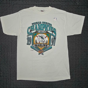 VTG 90s Florida Marlins T-Shirt World Series Champions 1997 Champs Logo 7 Tee XL - Picture 1 of 13