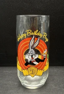 Vtg Bugs Bunny Happy Birthday 50th Tumbler Glass 1990 Warner Bros. Looney Tunes - Picture 1 of 7
