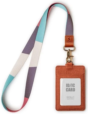 Durable ID Badge Holder with Cute Lanyard - 2 Slots & Clear Visibility Setup — 第 1/4 张图片