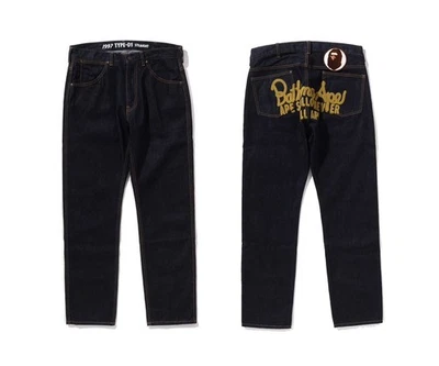 A BATHING APE Men's 1997 TYPE-01 CHAMPION DENIM PANTS 1L70150001 z - Image 1 of 4