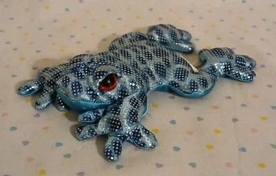 Ganz Rainforest Shimmer Blue Frog Sand Animal Miniature Stuffed Plush 5" H14186 - Image 1 of 4