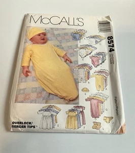 1996 McCalls 8574 Infants Preemie Layette Stretch Knits sewing pattern uncut - Picture 1 of 8