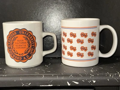 Dos tazas de café blancas vintage de la Universidad de Syracuse - raras - auténticas SU NY Foto 1 de 4
