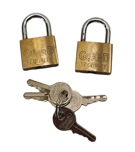 Guard Security Mini TSA Luggage Brass Padlocks with 2 Keys Each / Lot of 2 - Picture 1 of 10