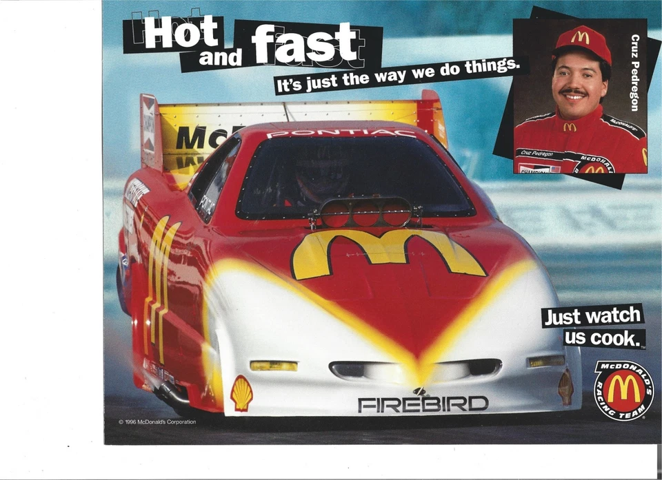Cruz Pedregon - McDonalds - postal - tarjeta de héroe - NHRA - 1996 Foto 1 de 1