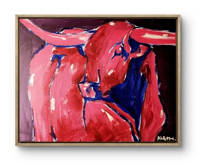 Pintura acrílica impresionista contemporánea original Art Bull 2 14x11 Foto 1 de 4