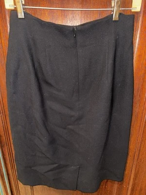 Falda midi negra 100 % lana Rena Rowan años 90 para mujer talla 6 Foto 1 de 3