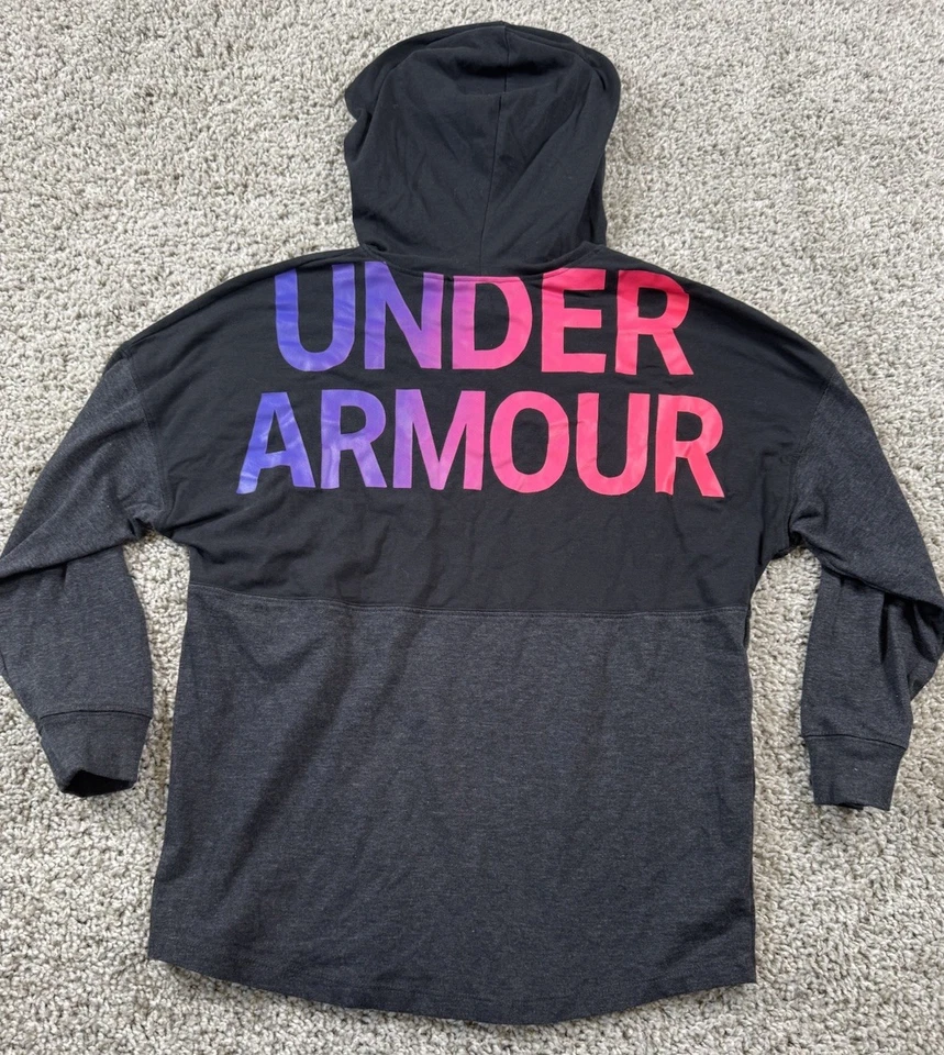 Under Armour Heat Gear Lightweight Pullover Hoodie Neon Spellout Youth Small - Image 1 of 3