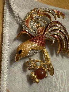 Nolan Miller Brosche Anstecknadel Paradiesvogel Strass Emaille #3311 - Bild 1 von 8
