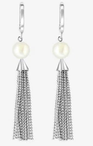 NEW! Effy Pearl & Sterling Silver Tassel Drop Earrings /Gift Box/ Retail $415 - Picture 1 of 4