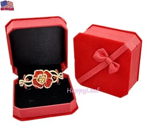 Deluxe Samt Uhrenarmband Armreif Schmuck Geschenkbox rot blau weinrot Band Schleife - Bild 1 von 18