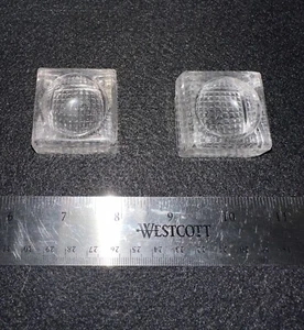 2 Vintage Square Crystal Salt Cellars Criss Cross Textured Base - Picture 1 of 2