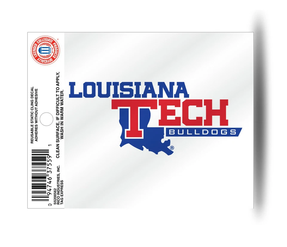 Louisiana Tech Bulldogs Logo Static Cling Sticker NEW!! Window or Car! Wordmark - Image 1 of 1