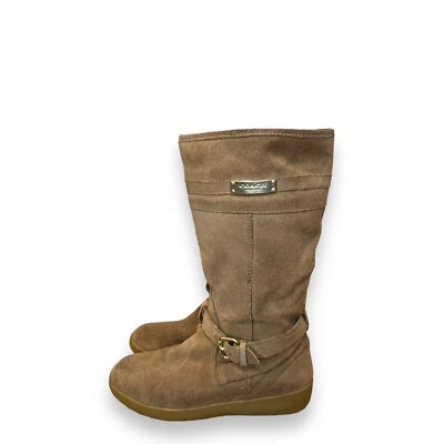 Botas Coach Tallulah Gamuza Planas Media Pantorrilla Logo Tostado Talla 6 B 12 Pulgadas Foto 1 de 4