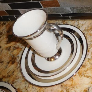 24 pieces Flintridge China 8 cappuccino coffee tea mugs 8 saucers 8 pastry plate - Picture 1 of 23