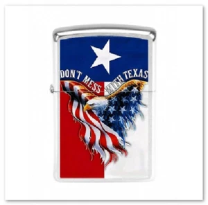 ZIPPO - Don´t Mess With Texas - USA Flagge - Benzin Feuerzeug - Chrome Brushed - Bild 1 von 1