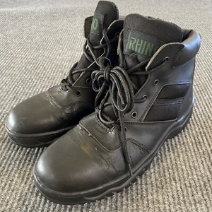 Rhino Boots Mens 10 Black Leather Lace Up - Picture 1 of 12