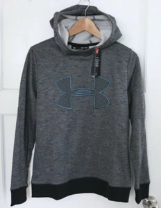 NWT! Under Armour Womens 1317891 Fleece Big Logo Gray Blue Hoodie Sweatshirt S M - Picture 1 of 5