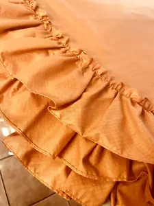 64 Inch Round Orange Cotton Ruffle Bottom Tablecloth for weddings and parties - Picture 1 of 12