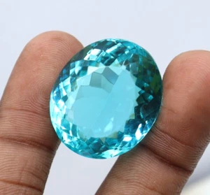 Topacio azul natural 66 quilates corte ovalado piedra preciosa suelta certificada brasileña - Imagen 1 de 8