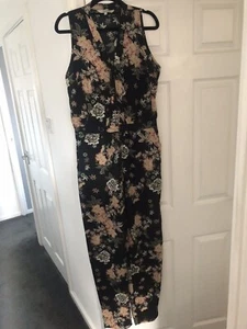 Ladies - Black / Floral - Jumpsuit - Size 10 - Excellent - Picture 1 of 8