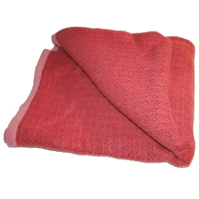 Couverture pure laine Woolmark vieux rose Primrose Bordier 220 X 240 vintage - Photo 1/4