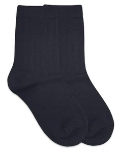 NEW Jefferies Socks Kids' Cotton Ribbed Uniform Crew Socks Navy 1158 SIZE 9-1 - Picture 1 of 4