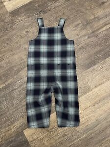 NWOT Janie And Jack Boy Overalls Navy Plaid Pattern 6 To 12 Months Unisex Baby