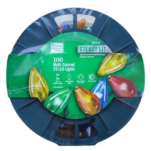 100 Count Multi-Colored Steady Lit C9 LED Lights Super Bright Home Accents NEW - Picture 1 of 7