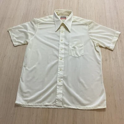 Vintage 1970s Zayre Menshop Shirt Disco Boogie Geek Hipster Thin Nylon Large - Image 1 of 4