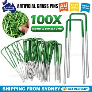 Primeturf Synthetic Artificial Grass Pins Fake Lawn Turf Weedmat U Pegs Plants - Picture 1 of 10