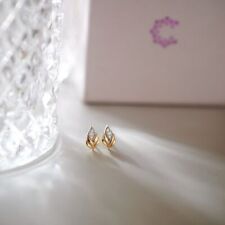 14K Yellow Gold 0.830g Natural diamond (GH-SI) Florent Stud Earrings Certified
