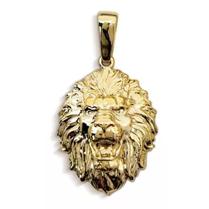 Real 14K Yellow Gold Lion Pendant, 3 Sizes, Solid Gold Leo Pendant - Picture 1 of 10