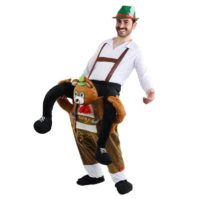 Mens Oktoberfest Costume Bavarian Bear Shoulder Carry Piggy Back Ride Me Party  — 第 1/4 张图片