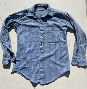 Men's VINTAGE Geoffrey Beene Shirt Multicolor Button Down M Striped HOLE Wool - Picture 1 of 12