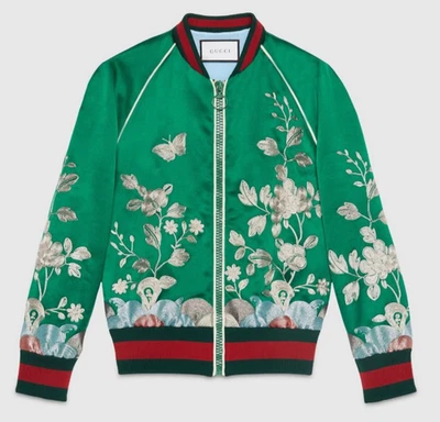Gucci Chaqueta Bomber Bordada Verde Foto 1 de 4