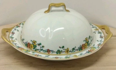 ANTIGUO PLATO DE MANTEQUILLA/QUESO DE PORCELANA FINA HAVILAND LIMOGES FRANCIA 3 PIEZAS Foto 1 de 4