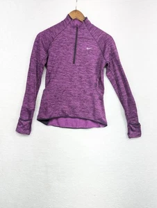 Nike Pullover Women's Purple Dri Fit 1/2 Zip Shirt Training Thumbhole S - Picture 1 of 8