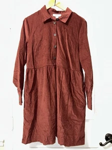 Nine West Damen Seitennaht Taschen weiche Baumwolle Kleid Large Burnt Henna Neu mit Etikett - Bild 1 von 8