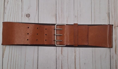 Cinto elástico largo feminino H&M couro marrom fivela de 3 pinos tamanho M feito na Suécia - Imagem 1 de 4