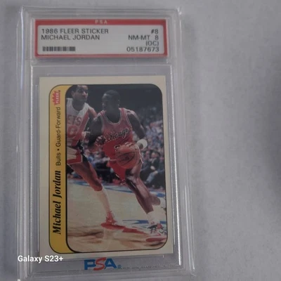 1986-87 Fleer - Stickers Michael Jordan #8 (RC) - Image 1 of 2