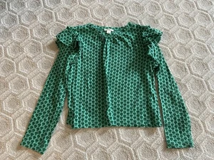 JCrew Crewcuts Girls M Long Sleeve Tshirt Green Floral - Picture 1 of 5